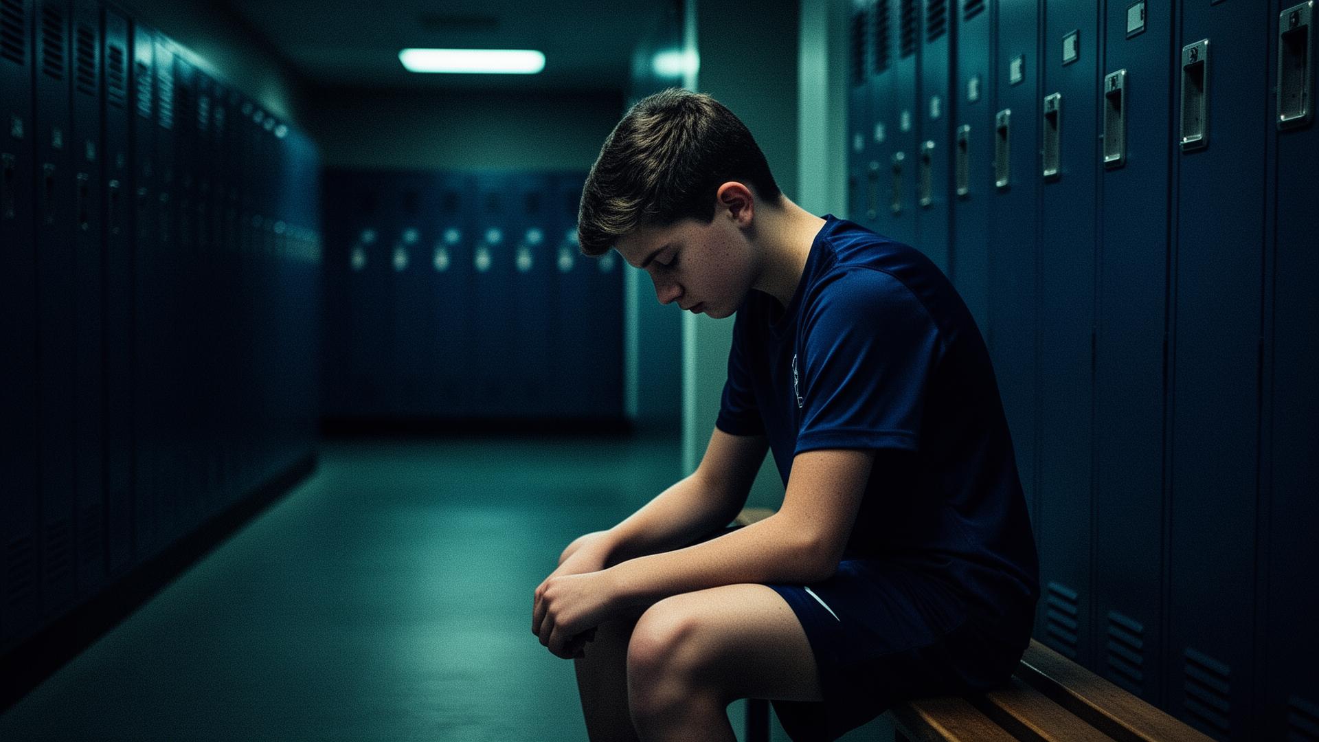 Young athlete preparing mentally before competition